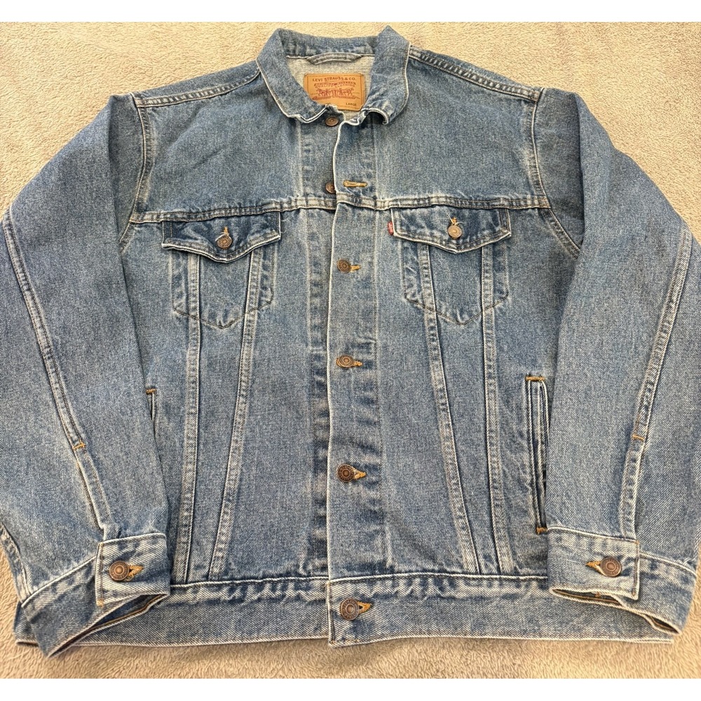 Vintage 90s Levi's 70507 Type III Trucker Jacket USA Made Large Denim Blue Faded - Picture 2 of 16